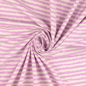 REMNANT 1.67 Metres - Hazy Thick Stripes Lilac Cotton Jersey Fabric
