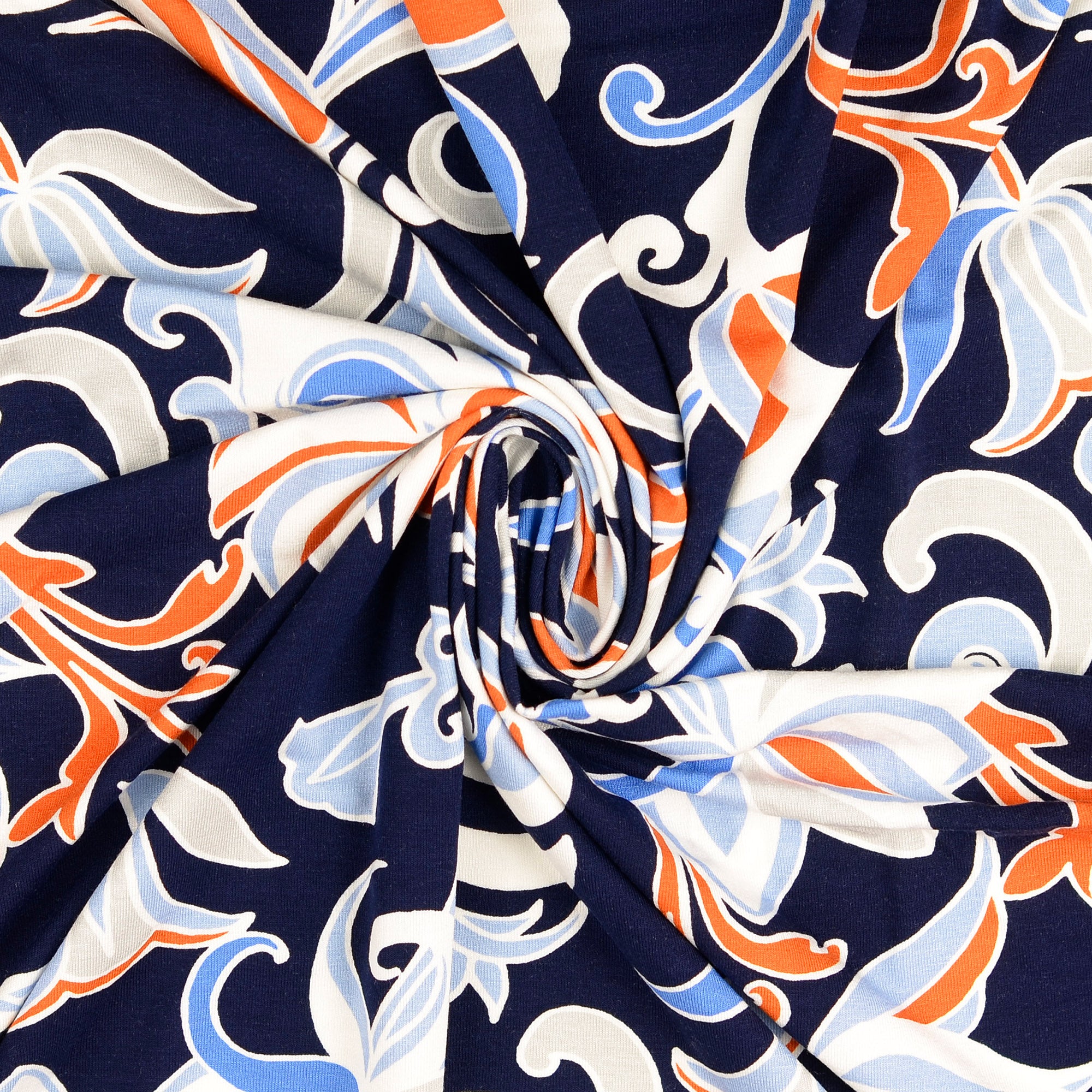 Avena in Navy Viscose Jersey Fabric
