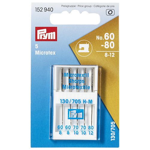 Prym Microtex Sewing Machine Needles  - No 60-80 pack of 5 needles.