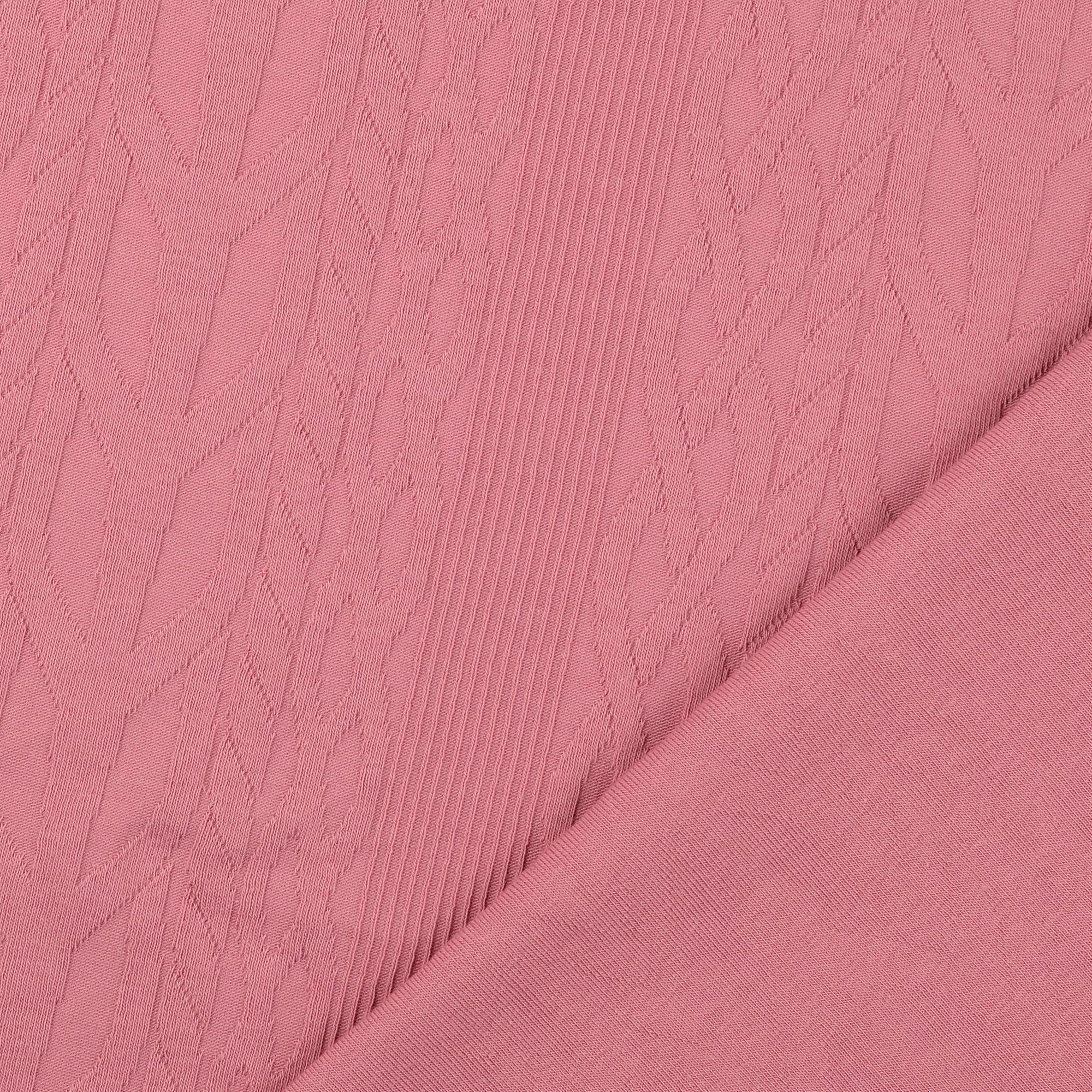 REMNANT 0.71 Metre - Cotton Cable Knit Fabric in Pink