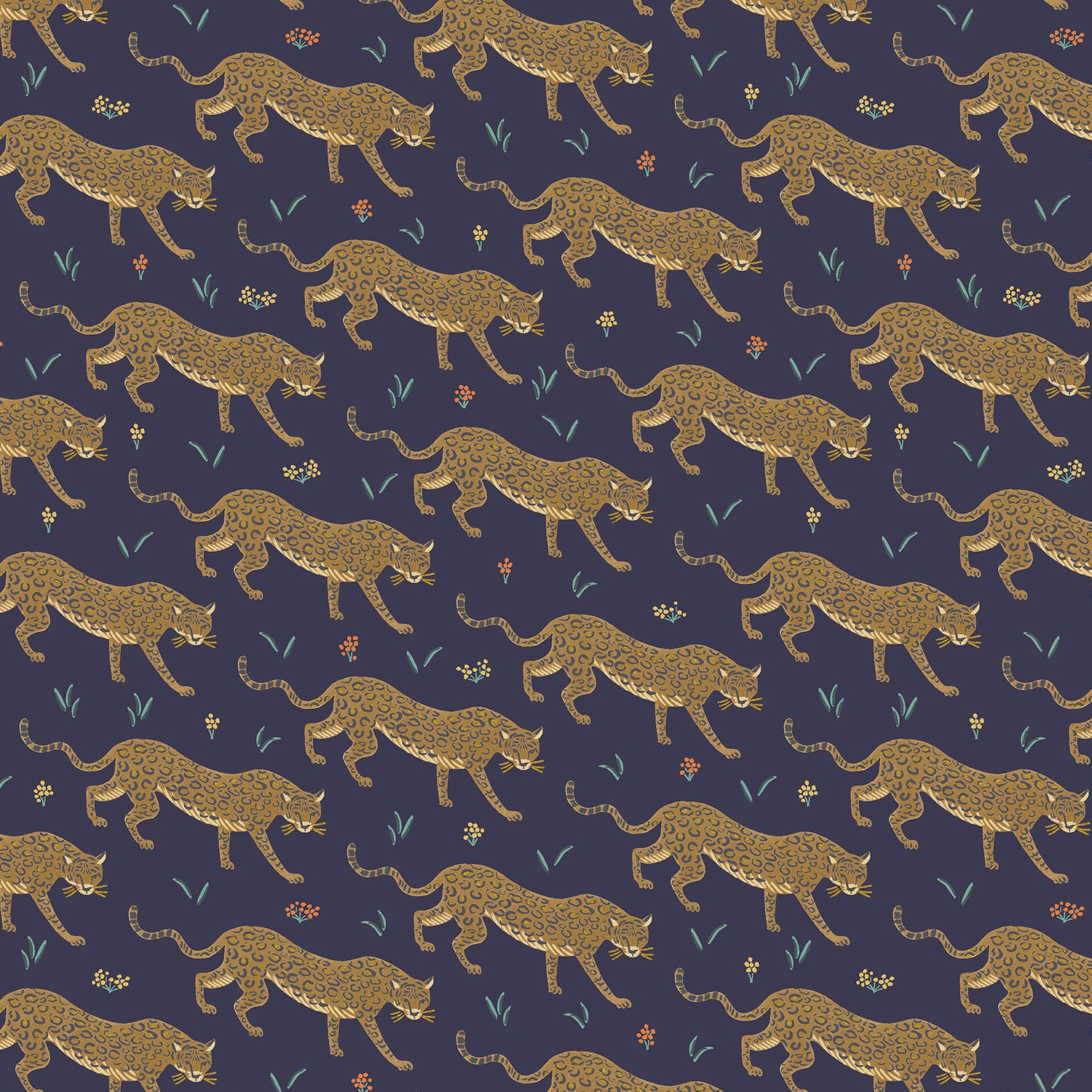 Rifle Paper Co - Jaguar Navy Metallic Cotton from Camont