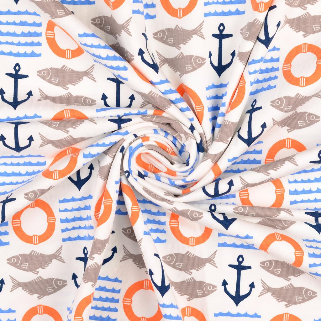 Anchors Away Organic Cotton Jersey Fabric