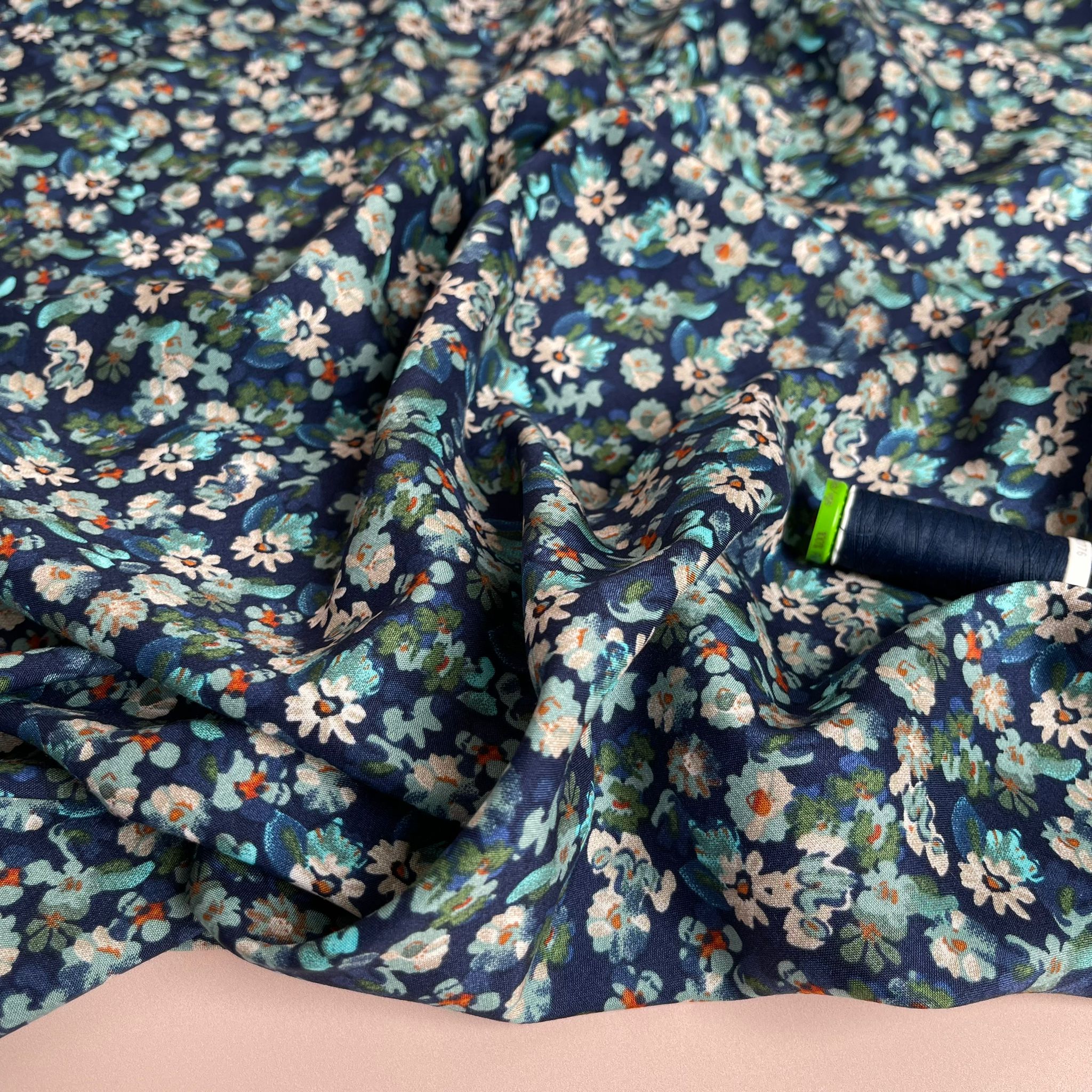 Meadow Blue Viscose Fabric