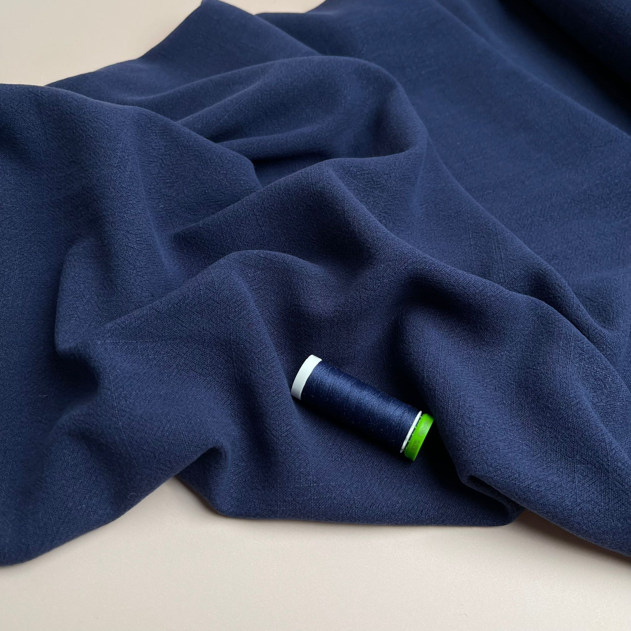 Flow Navy Blue Viscose Linen Blend Dress Fabric