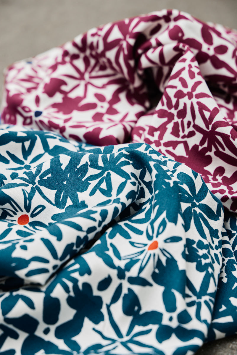 Mind The MAKER - Flowery Fuchsia ECOVERO™ Viscose Leia Crepe Fabric