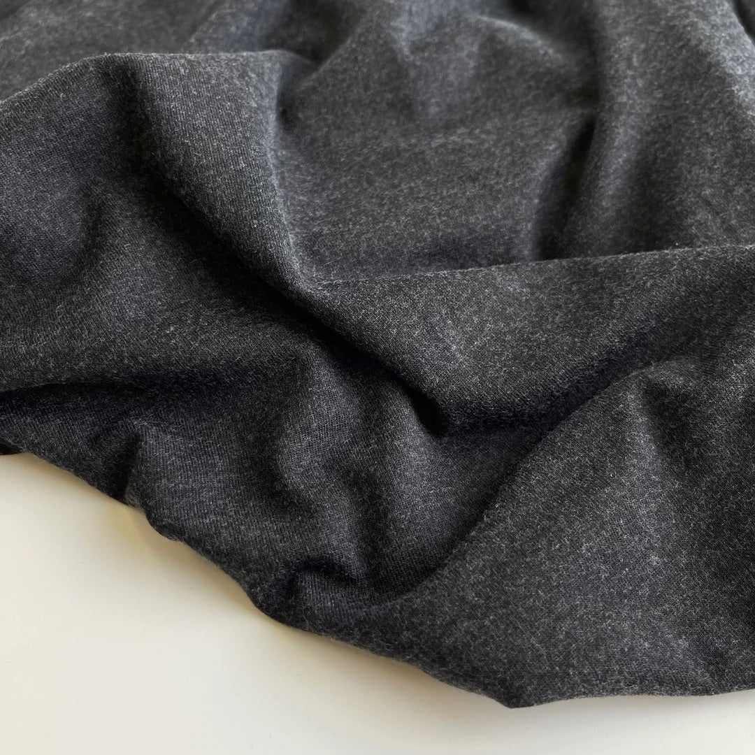 Sewing Kit -True Bias Nikko Kit with Allure Black Melange Soft Single Knit Fabric