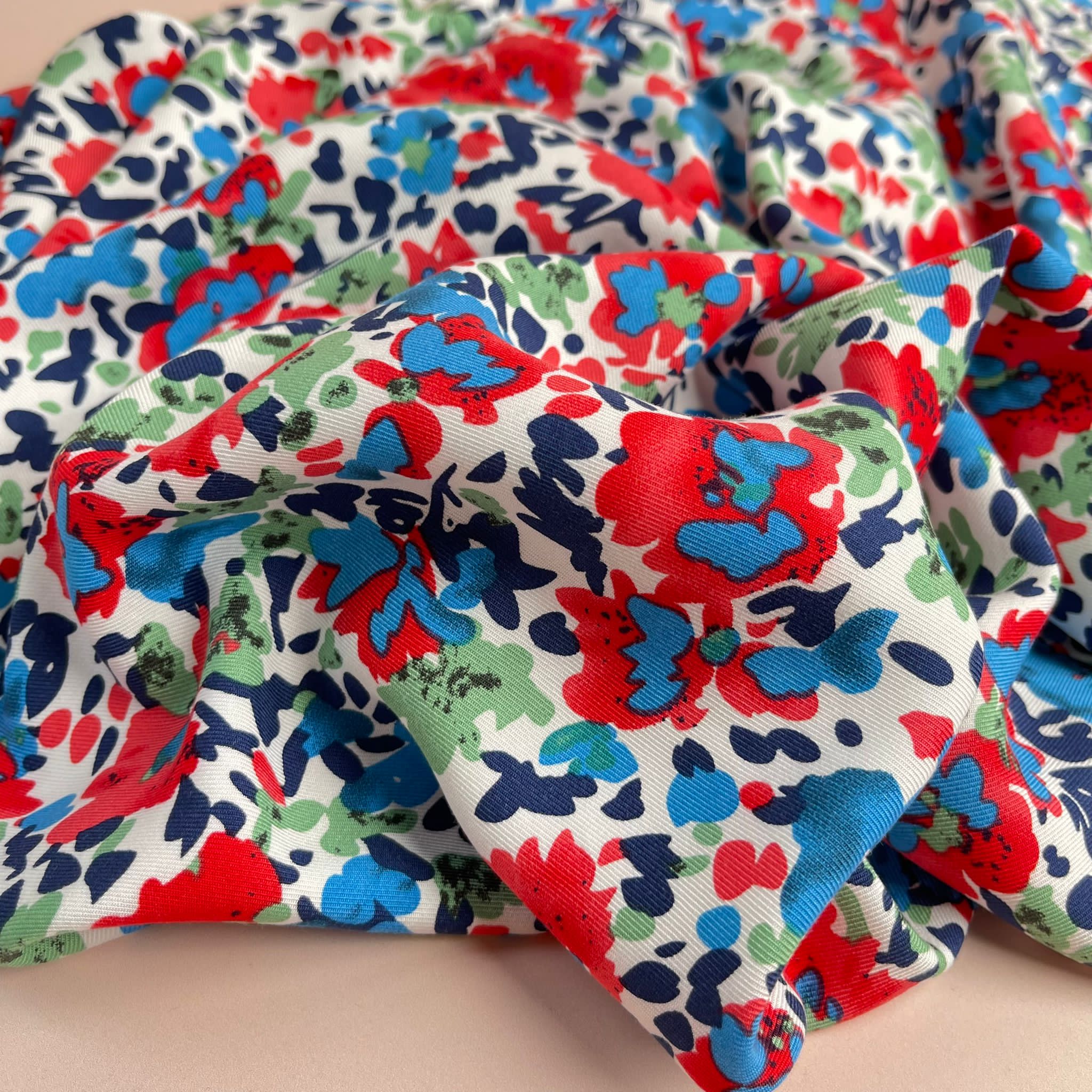 Paintbrush Flowers Viscose Twill Fabric