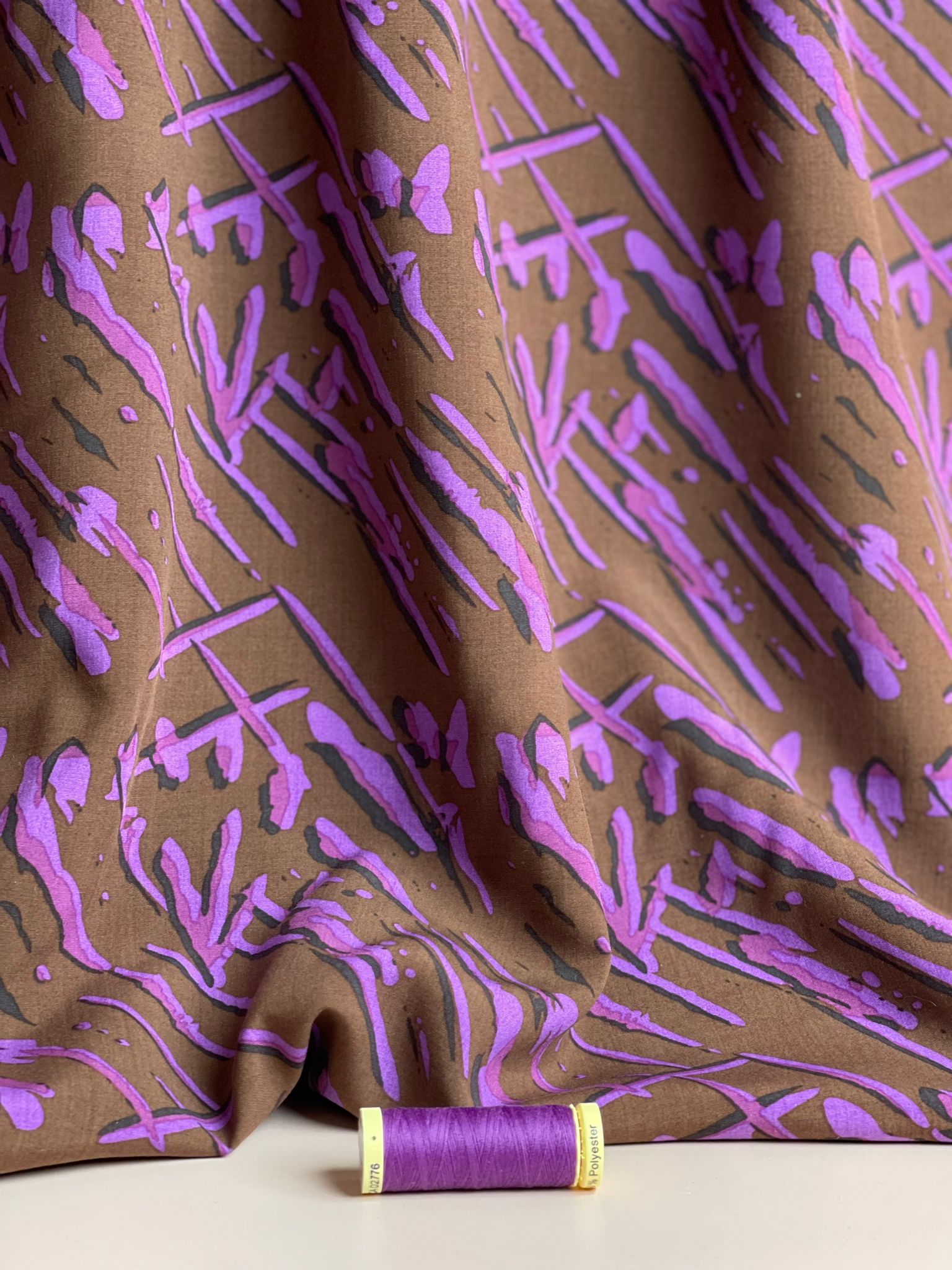 Retro Elora Brown Viscose with TENCEL™ Lyocell Fabric