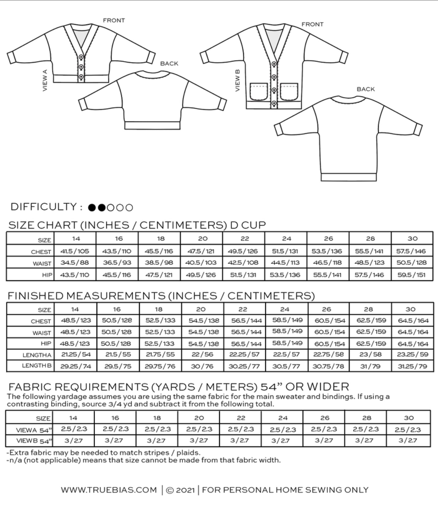 True / Bias - MARLO Sweater Sewing Pattern 14-30