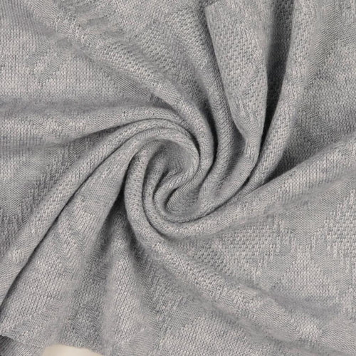 REMNANT 1.10 Metres - Diamond Jacquard Viscose Blend Knit Fabric in Soft Sage