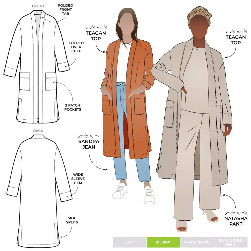 Style ARC - Sigrid Knit Coat (Sizes 18 - 30)  Sewing Pattern