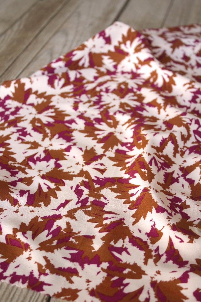Églantine & Zoé - Flora Caramel Viscose Poplin Fabric