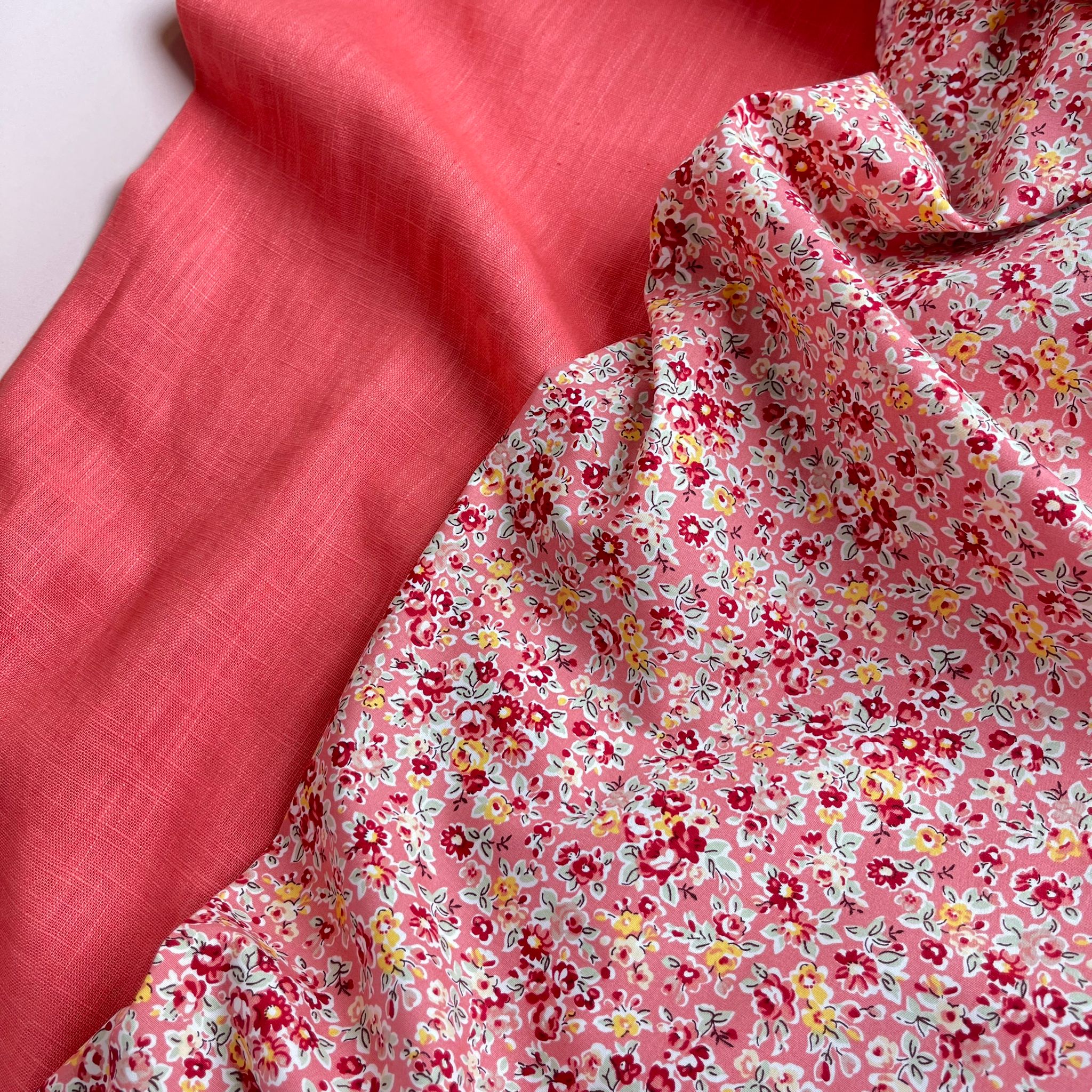 Ditsy Floral Pink Cotton Poplin