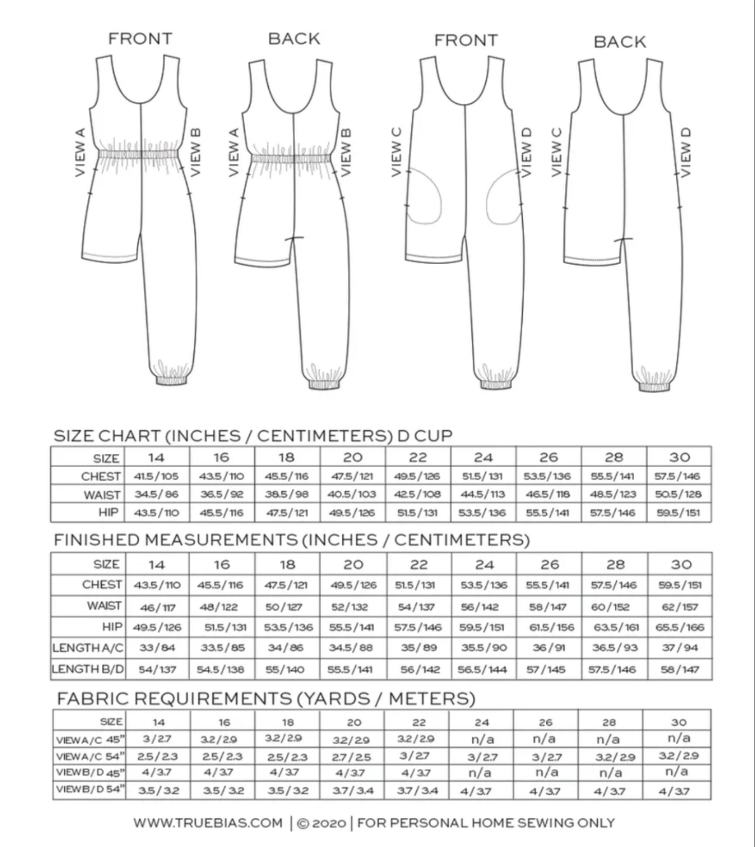True / Bias  -  NOVA Jumpsuit Sewing Pattern 14-30