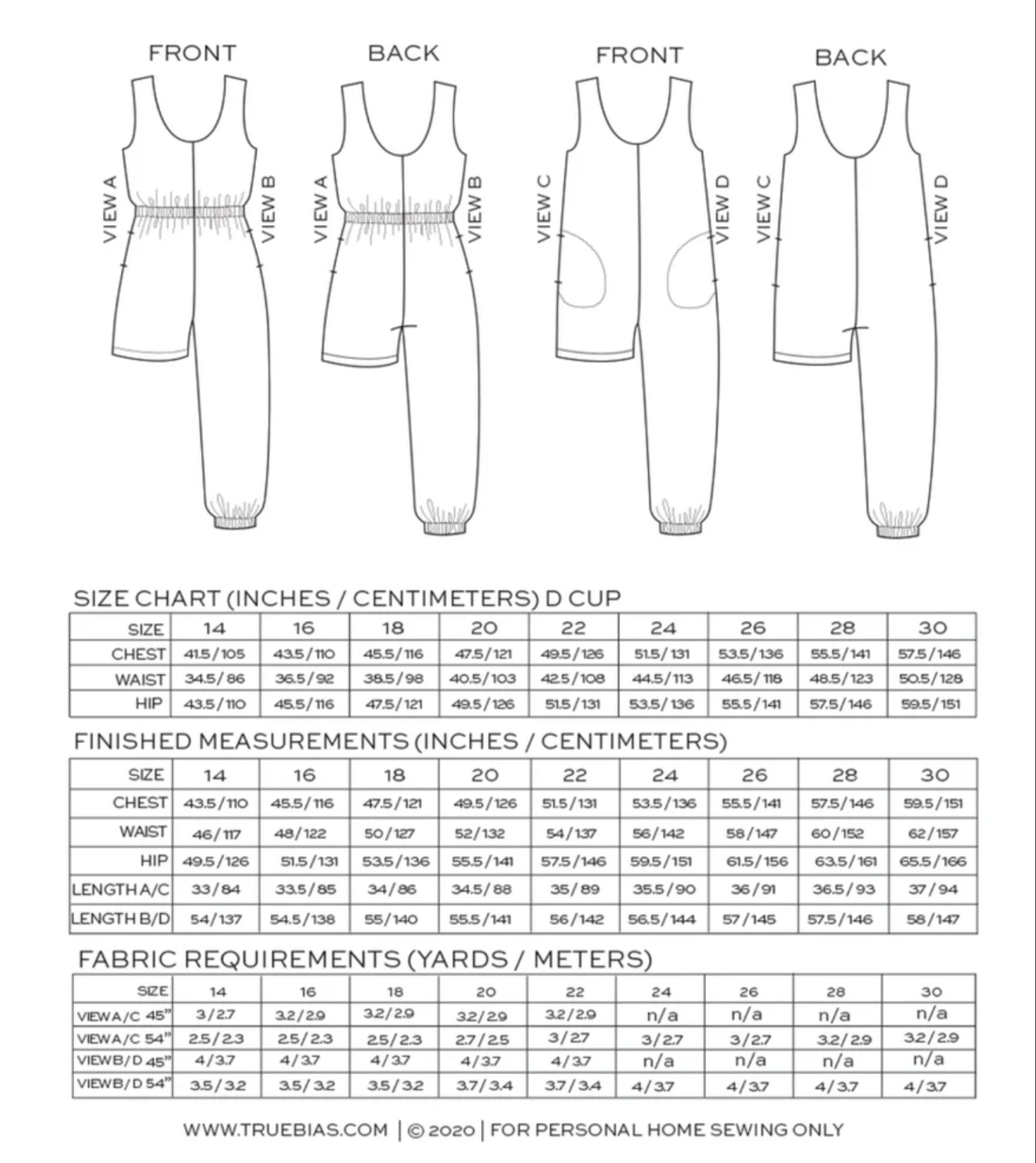 True / Bias - NOVA Jumpsuit Sewing Pattern 14-30