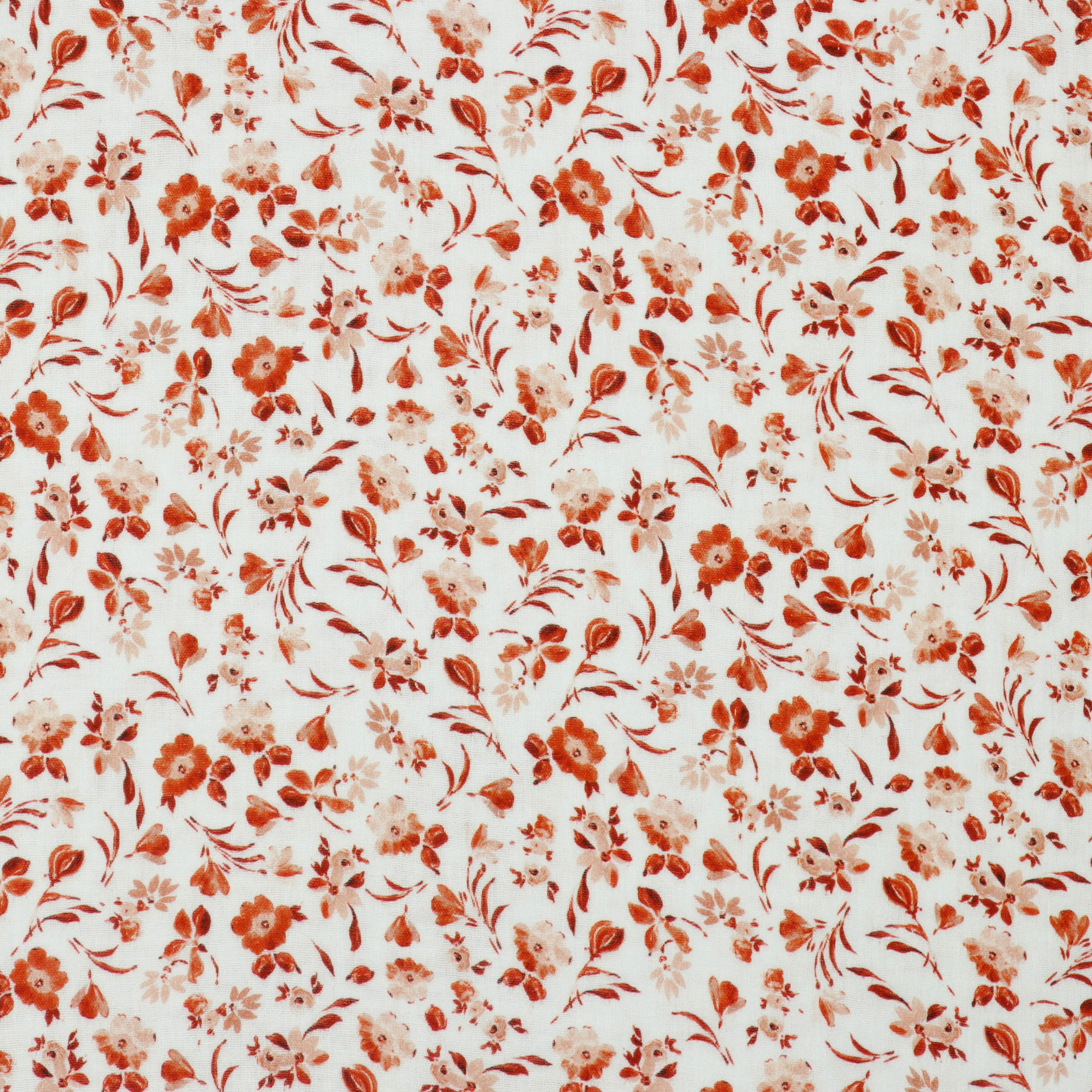 Sweet Small Flowers on White Cotton Double Gauze