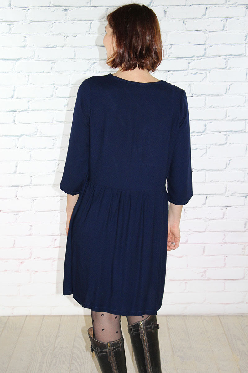 Églantine & Zoé - Navy Blue Viscose Crepe Fabric