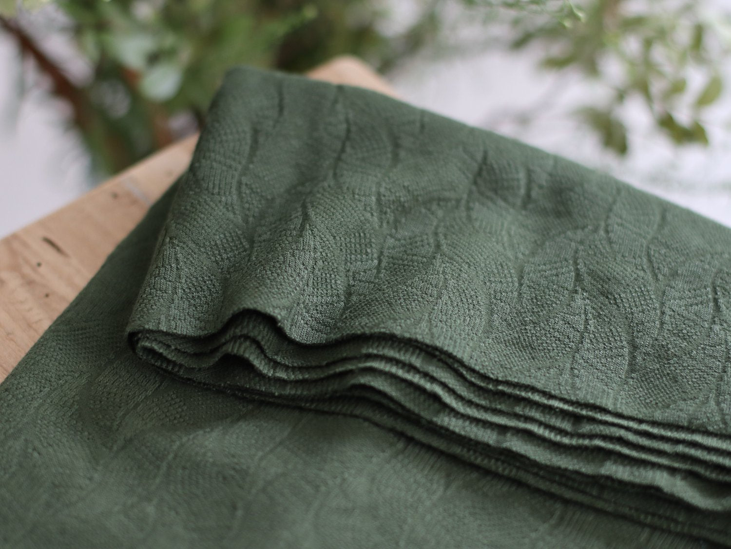 Mind The MAKER - Organic Leaf Jacquard Knit in Khaki Green