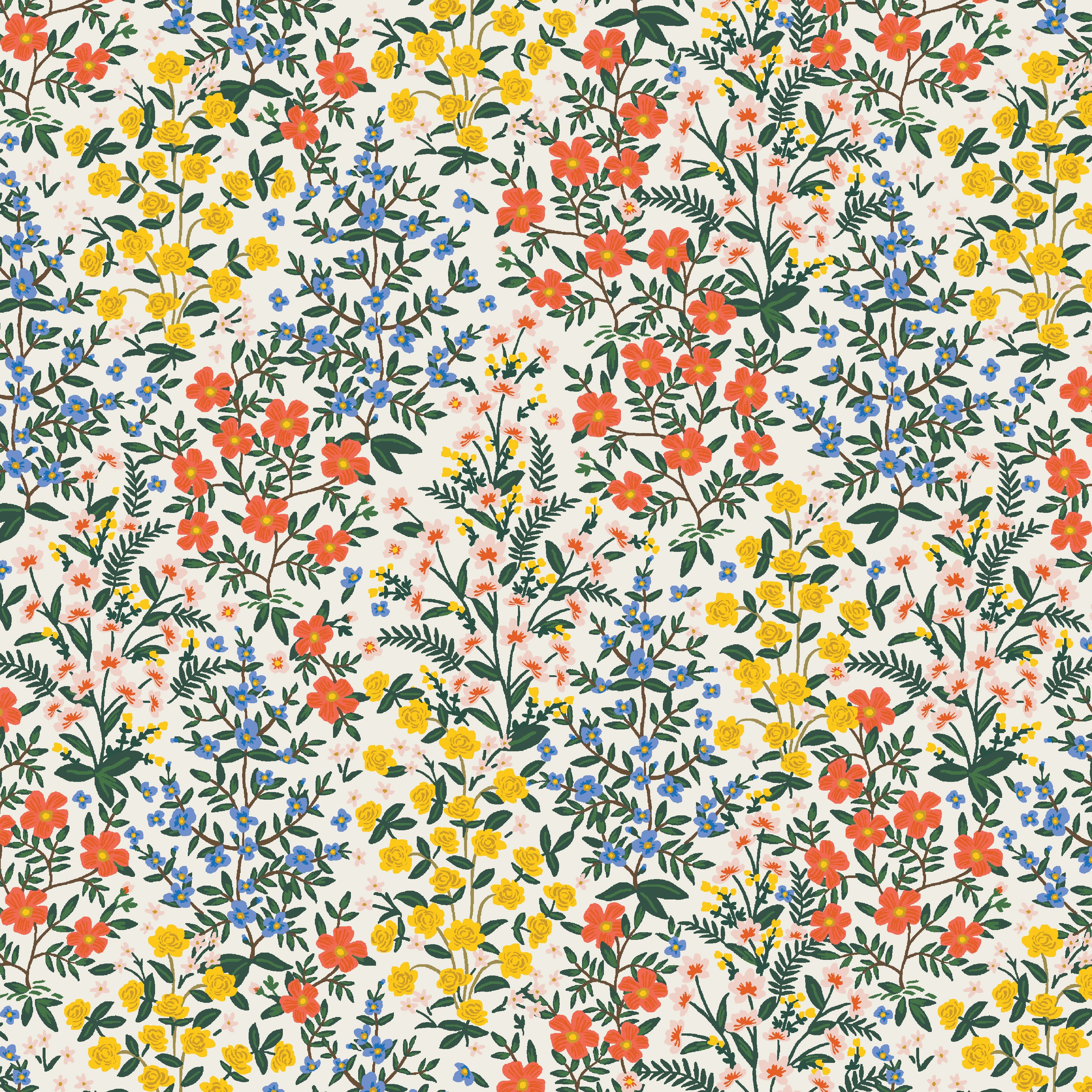 REMNANT 1.9 Metres - Rifle Paper Co - Wildwood Garden Cream Cotton from Camont