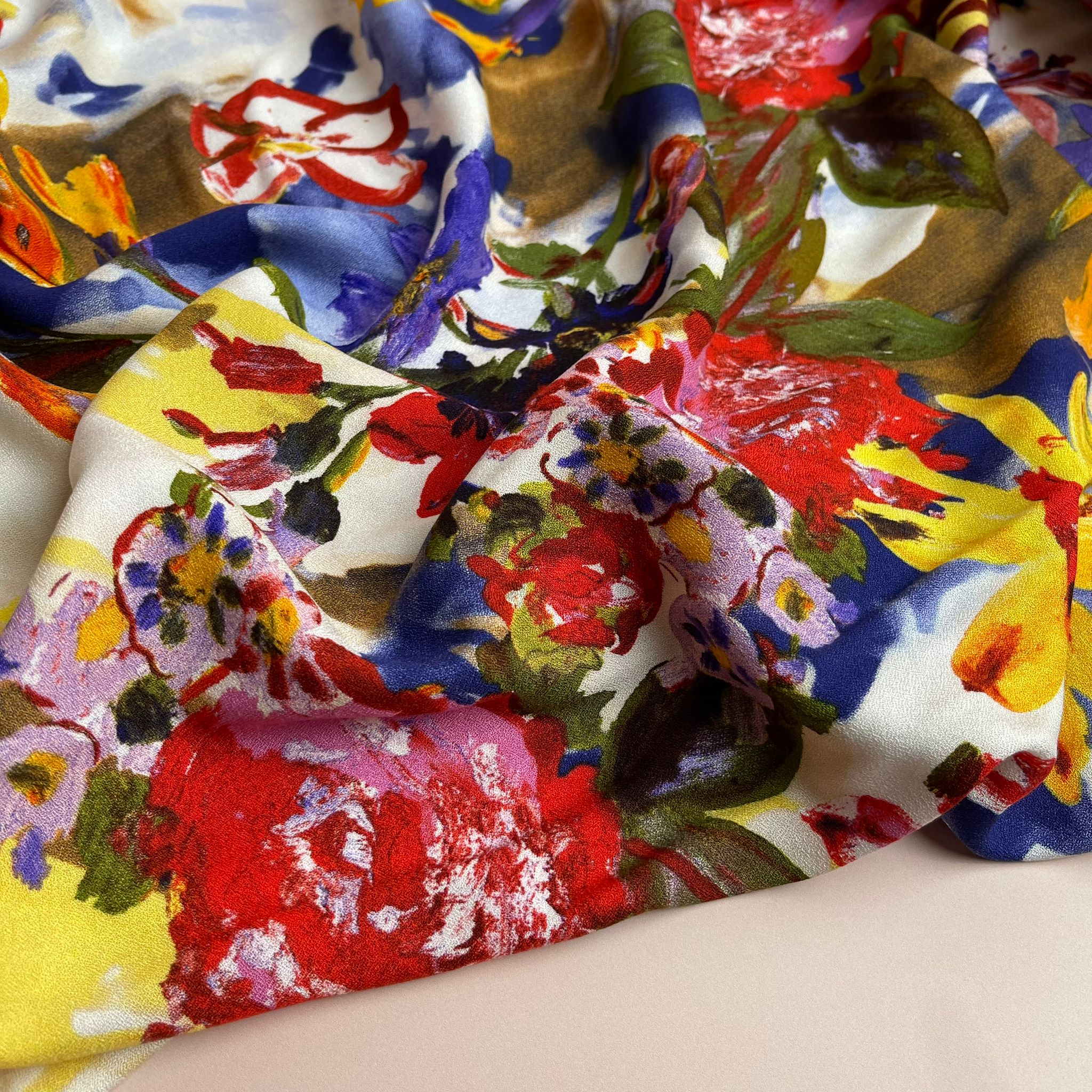 REMNANT 1.98 Metres - Watercolour Bold Bouquet Viscose Crepe Fabric