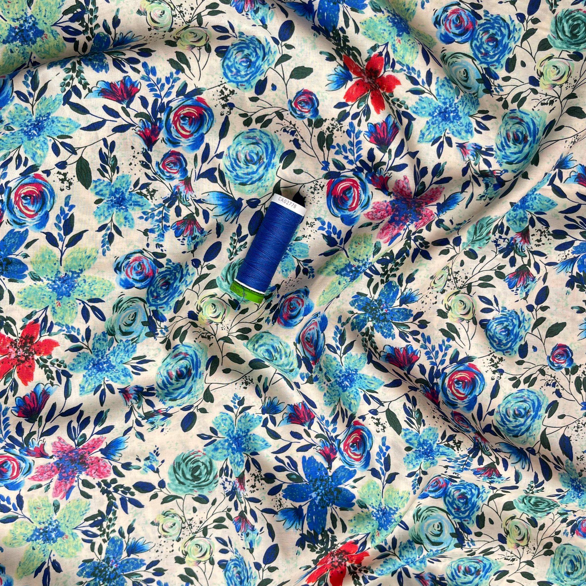 Vibrant Blooms Cotton Lawn Fabric