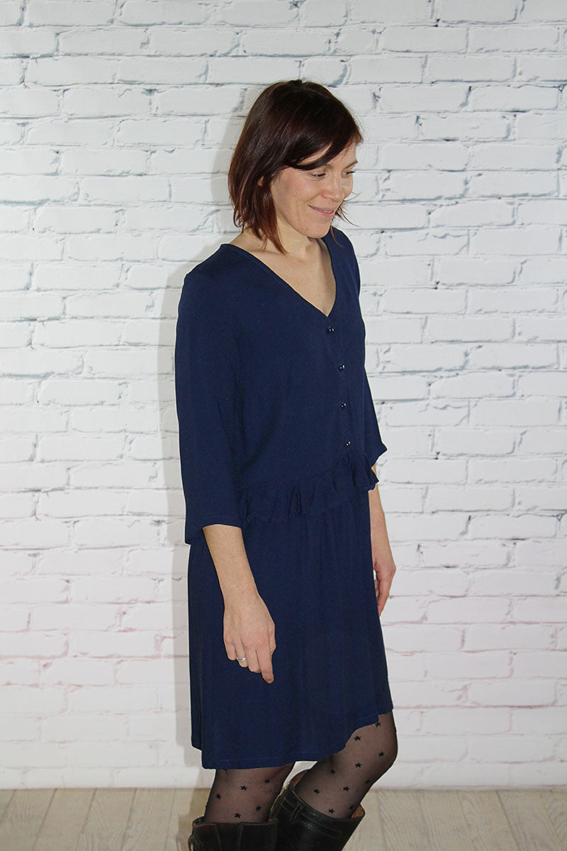 Églantine & Zoé - Navy Blue Viscose Crepe Fabric