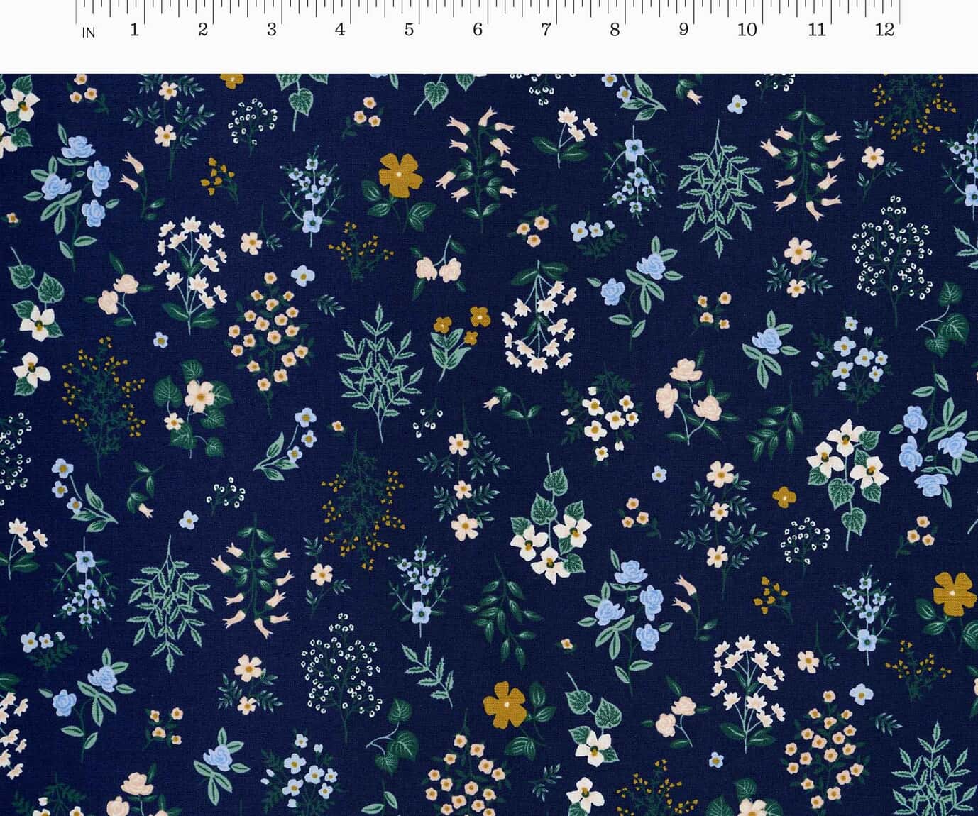 REMNANT 0.44 Metre - Rifle Paper Co - Hawthorne Navy Cotton from Strawberry Fields