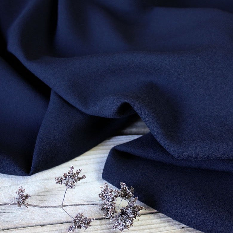 Églantine & Zoé - Navy Blue Viscose Crepe Fabric