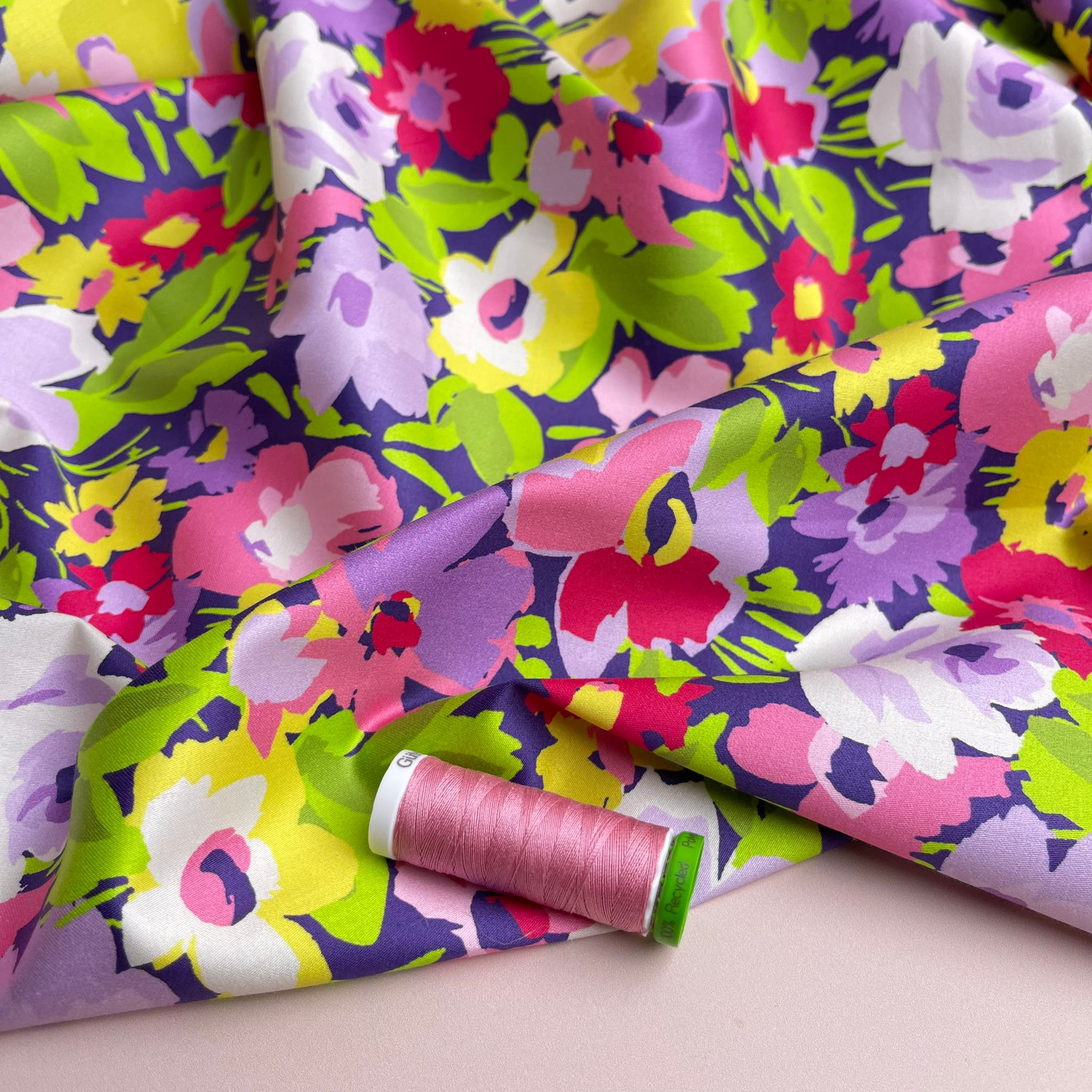 Spring Meadow Cotton Sateen Fabric