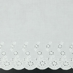 Scalloped Floral Border Embroidered Cotton Double Gauze in White