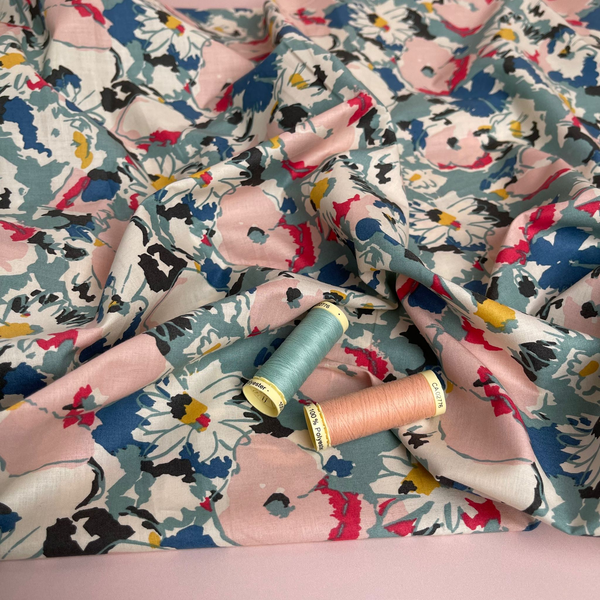 Watercolour Blooms Cotton Lawn Fabric