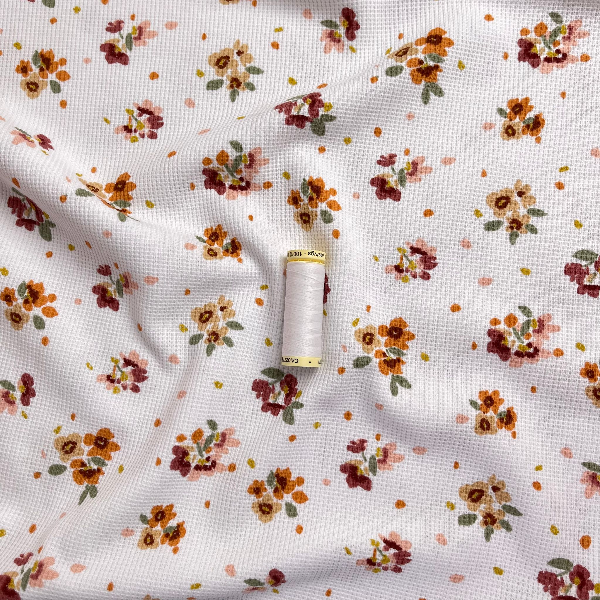 REMNANT 1.24 Metres- Autumn Posey Cotton Waffle Jersey