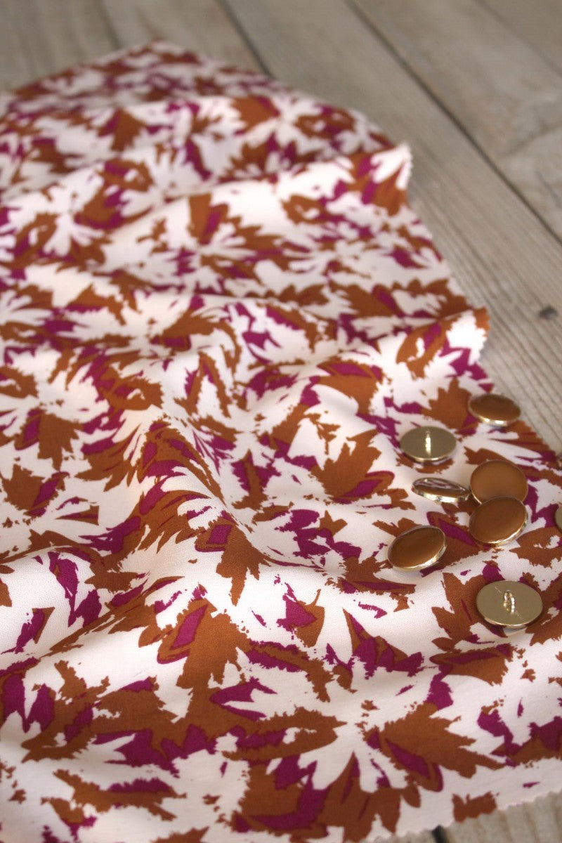 Églantine & Zoé - Flora Caramel Viscose Poplin Fabric