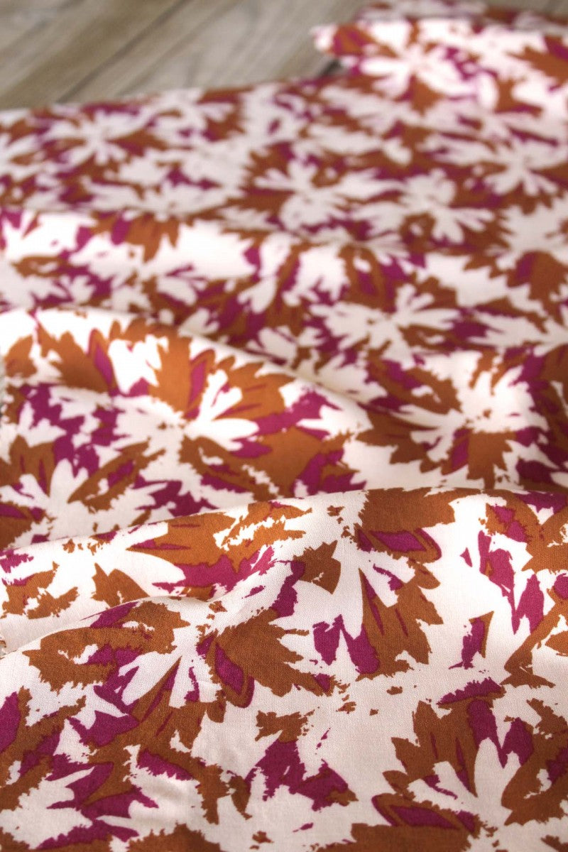 Églantine & Zoé - Flora Caramel Viscose Poplin Fabric