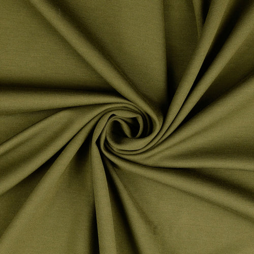 REMNANT 0.48 Metre - Olive Green Viscose Ponte Roma Double Knit Fabric