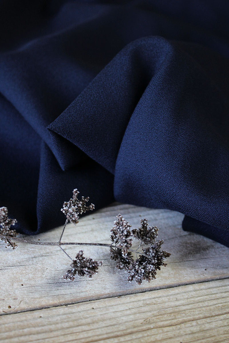 Églantine & Zoé - Navy Blue Viscose Crepe Fabric