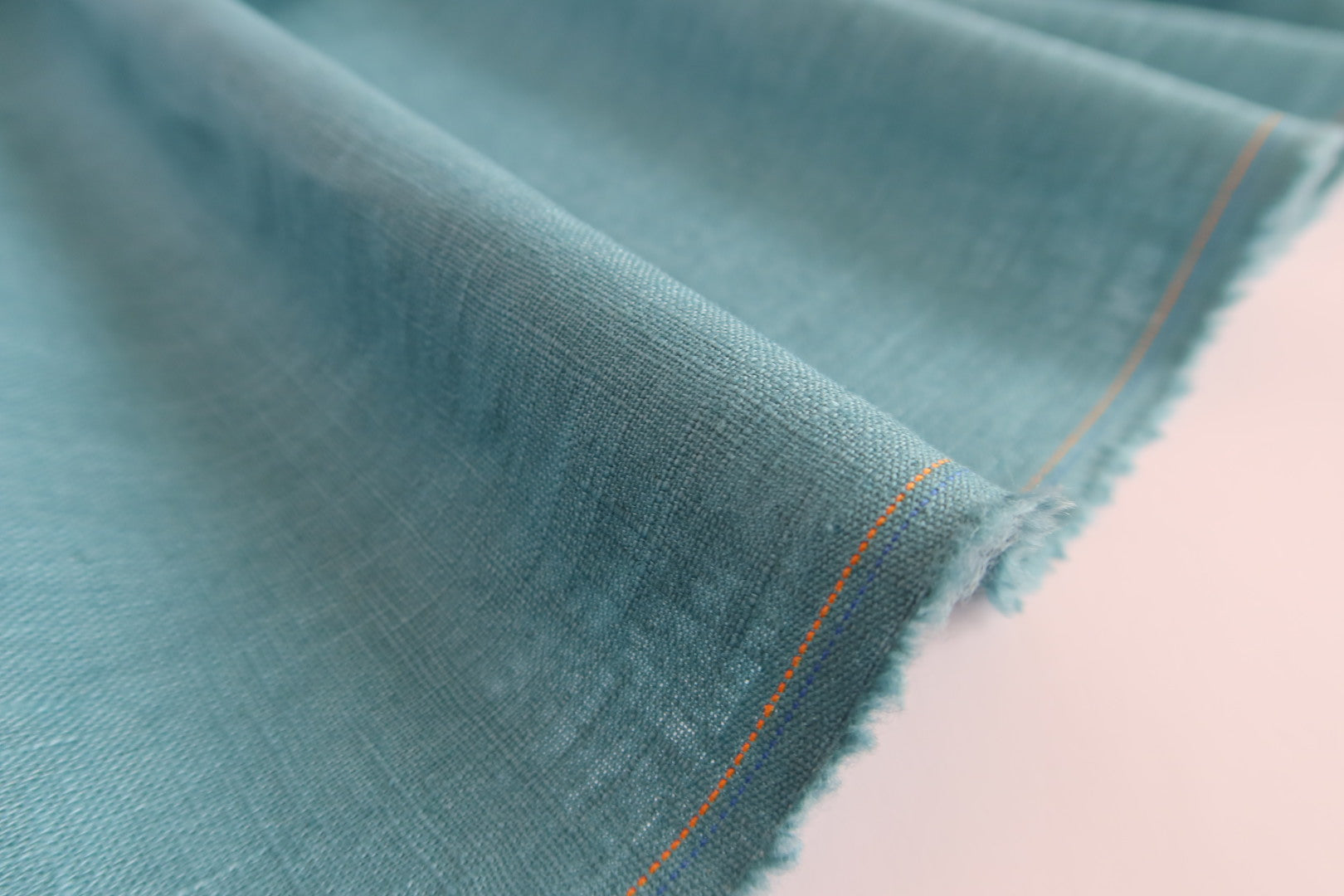 Breeze Light Teal - Enzyme Washed Linen Cotton Fabric
