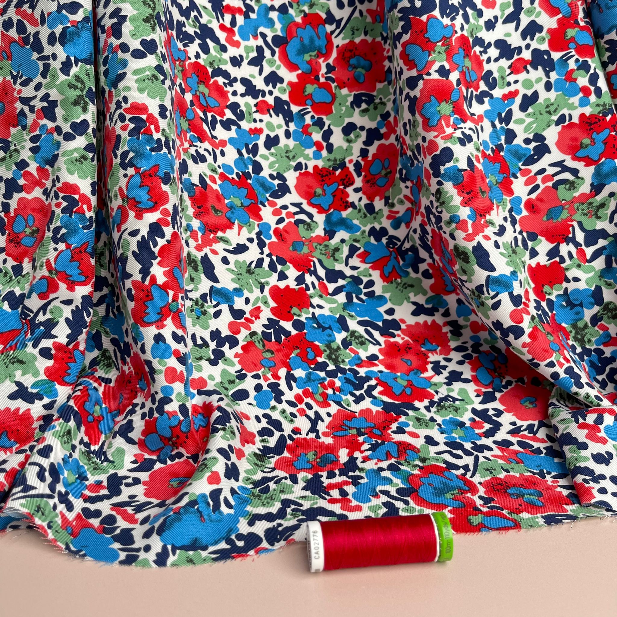 Paintbrush Flowers Viscose Twill Fabric