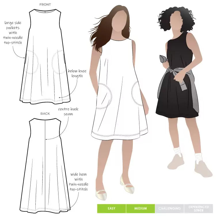 Style ARC - Lena Shift Dress (Sizes 4 - 16) Sewing Pattern