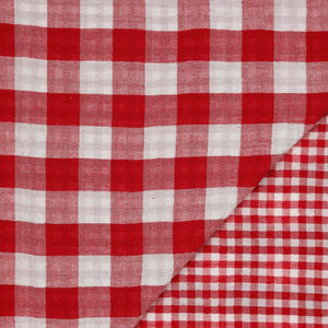 Reversible Gingham Cotton Double Gauze in Red