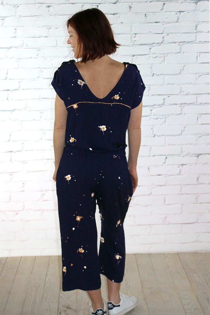 REMNANT 0.5 Metre - & Zoé - Windy Navy Blue Viscose Crepe Fabric