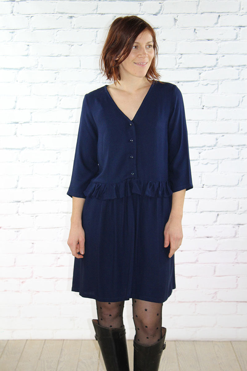 Églantine & Zoé - Navy Blue Viscose Crepe Fabric