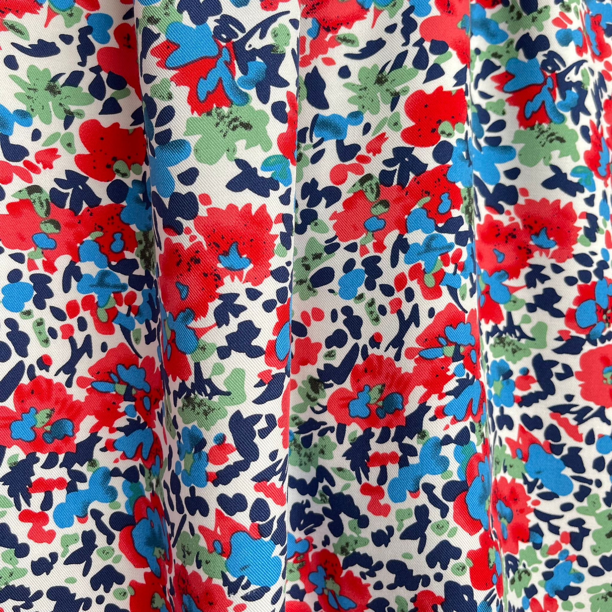 Paintbrush Flowers Viscose Twill Fabric
