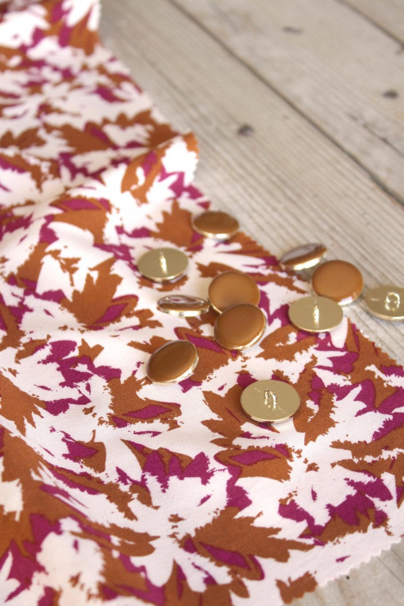 Églantine & Zoé - Flora Caramel Viscose Poplin Fabric