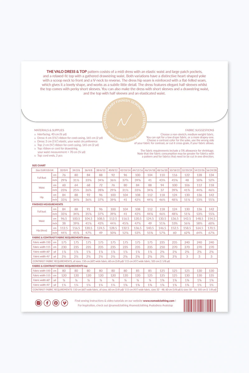 Named Clothing - VALO Dress and Top Sewing Pattern