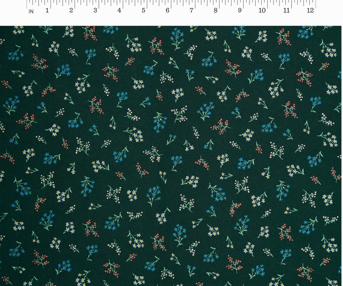 REMNANT 2.88 Metres - Rifle Paper Co - Petites Fleurs Hunter Cotton from Strawberry Fields
