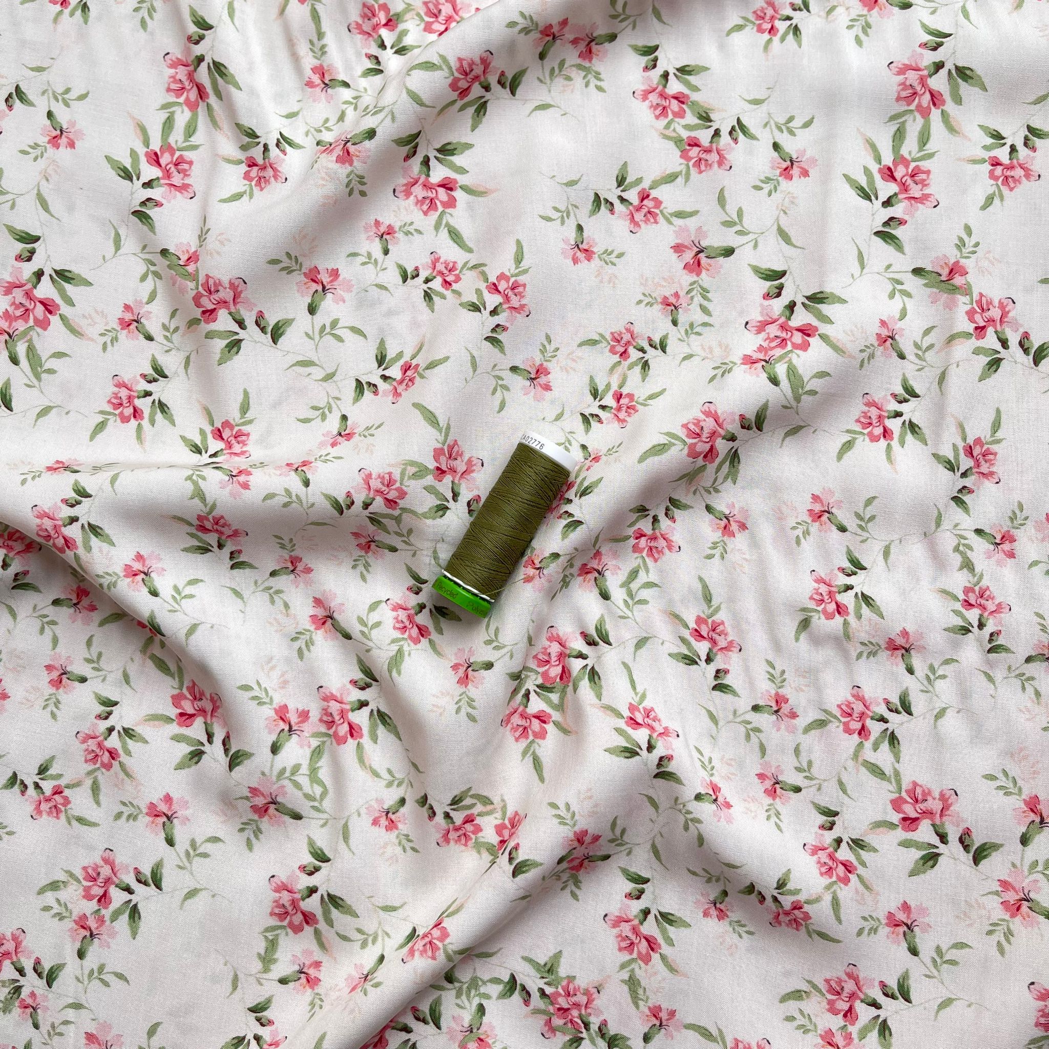 REMNANT 0.5 Metre - Delicate Blooms Viscose / Rayon Fabric
