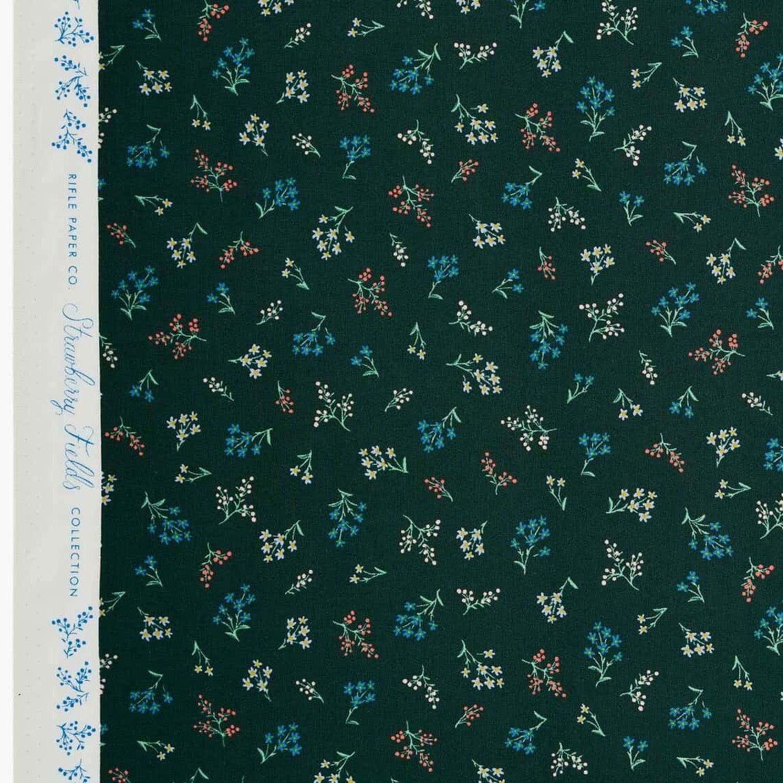 REMNANT 2.88 Metres - Rifle Paper Co - Petites Fleurs Hunter Cotton from Strawberry Fields