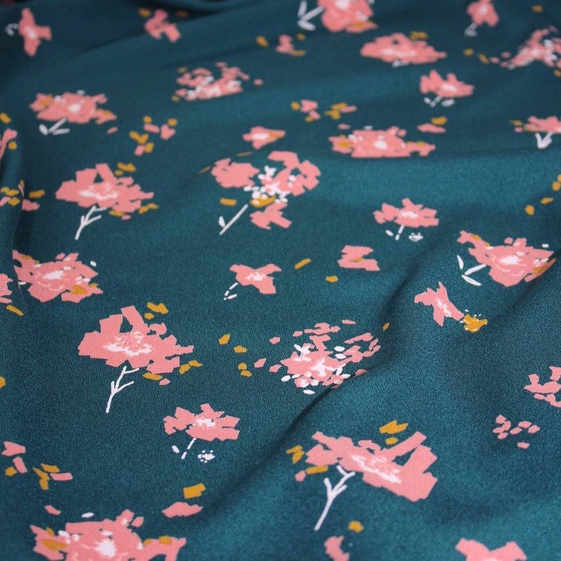 Églantine & Zoé - Ocella Dark Lagoon Viscose Crepe Fabric