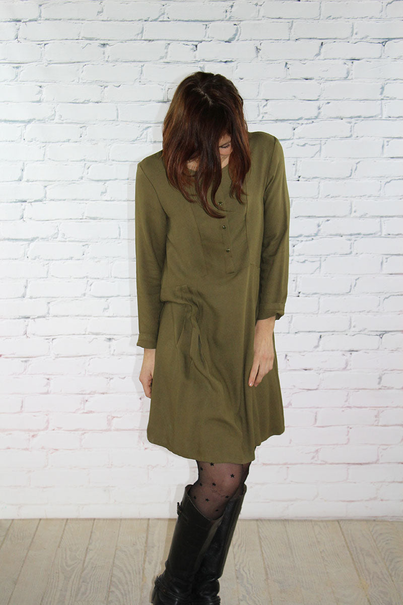 Églantine & Zoé - Khaki Viscose Crepe Fabric
